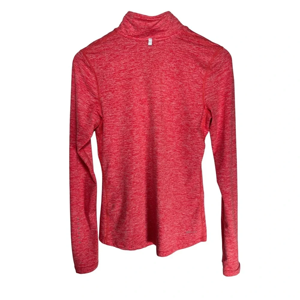 Nike Running Top Womens‎ XS Coral Pink Dri Fit Quarter Zip Thumbholes Pullover